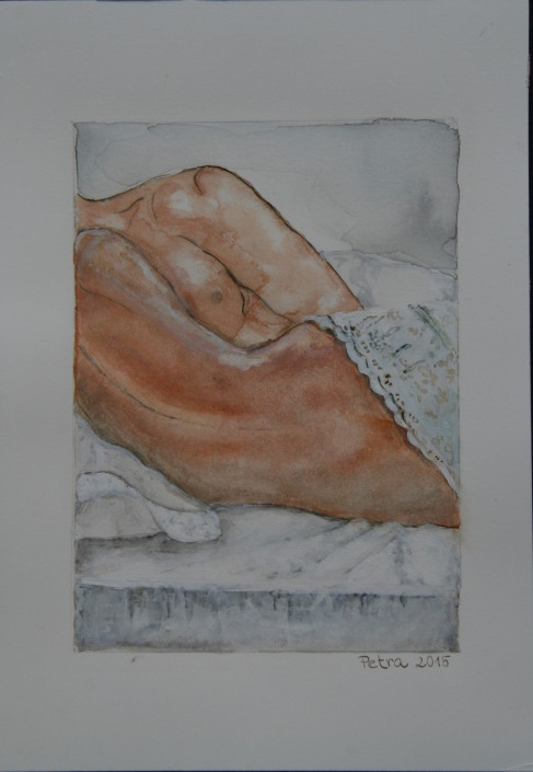 2500,- CZK Spolu - akvarel+tuš, 26x18